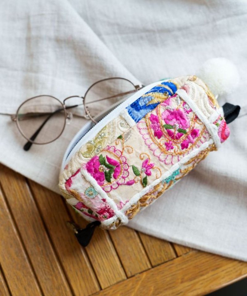 【熱門預購】刺繡萬用眼鏡收納包 (5色) IAWP5301 - 化妝包/收納袋 - 棉．麻 
