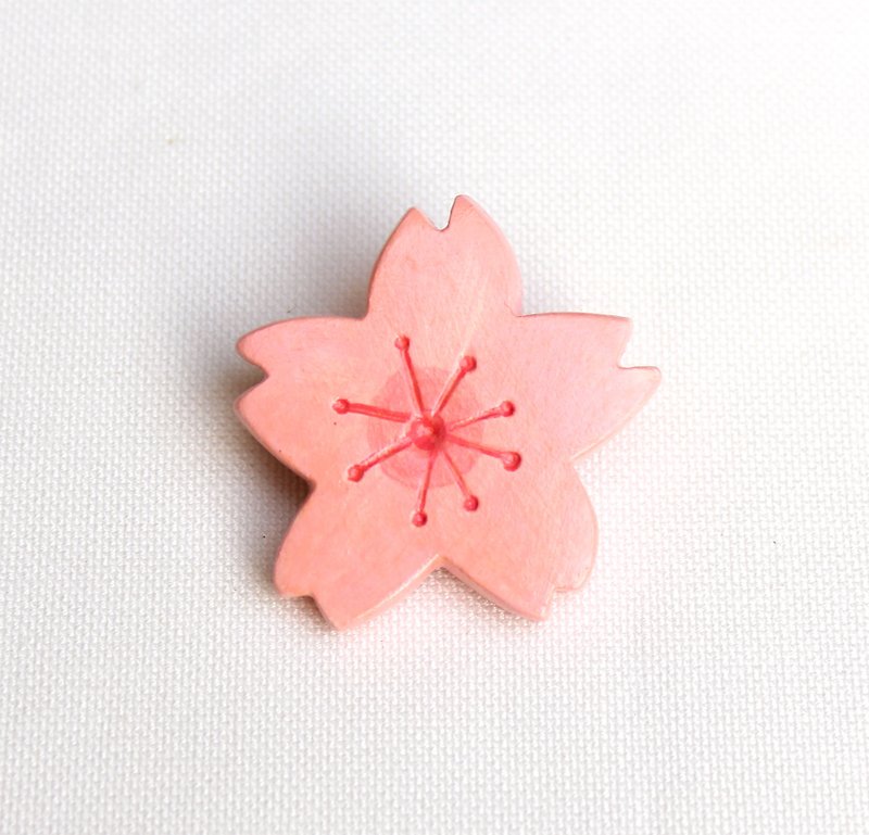 Handmade Cherry blossoms  brooch - เข็มกลัด - ดินเหนียว สึชมพู