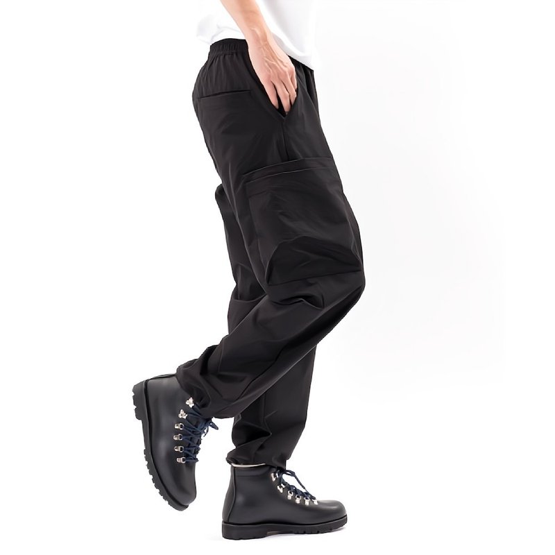 SETOUT-戶外休閒寬版工裝褲 - 男長褲/休閒褲 - 聚酯纖維 黑色