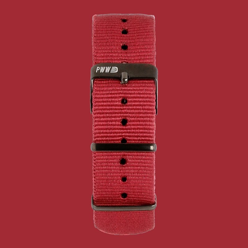 20公釐勃艮第紅NATO表帶 - 錶帶 - 尼龍 紅色