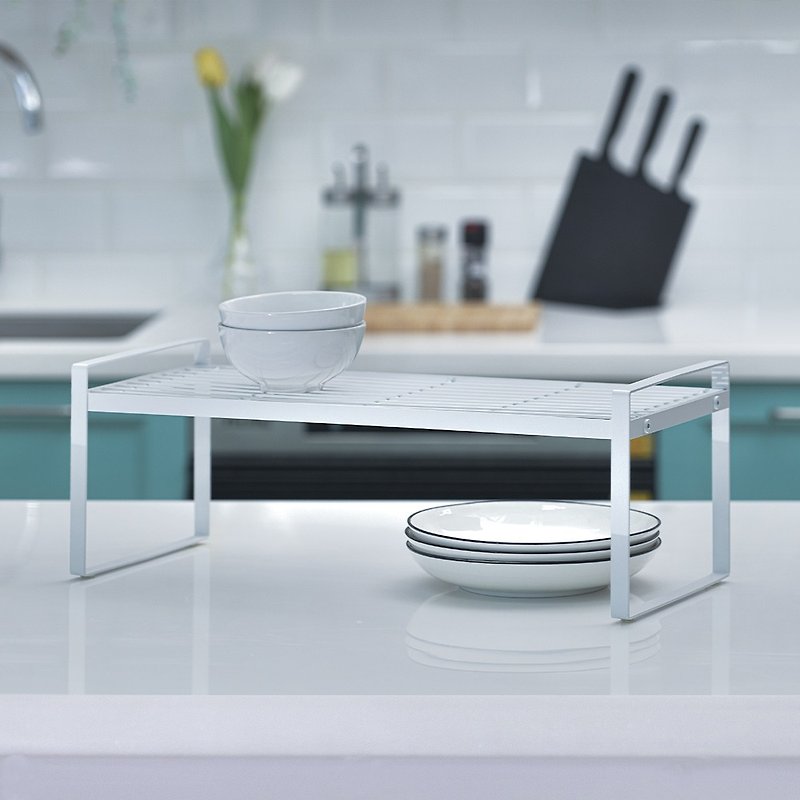 【Sim'n Coz】廚房可堆疊層架/收納架(白L) - 盤子/餐盤 - 其他金屬 白色