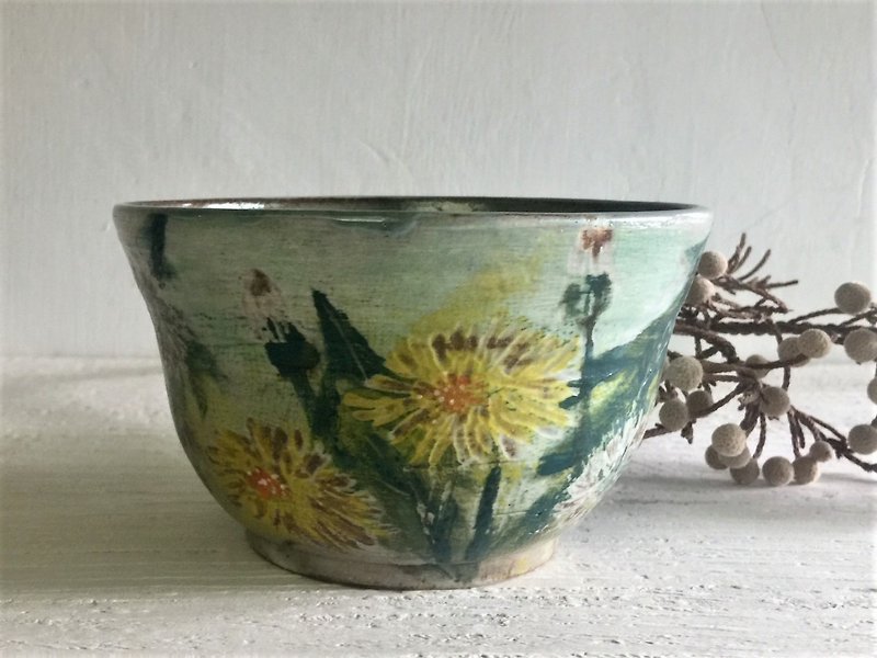 Dandelion Impression Rice Bowl_Ceramic Bowl - ถ้วยชาม - ดินเผา สีน้ำเงิน