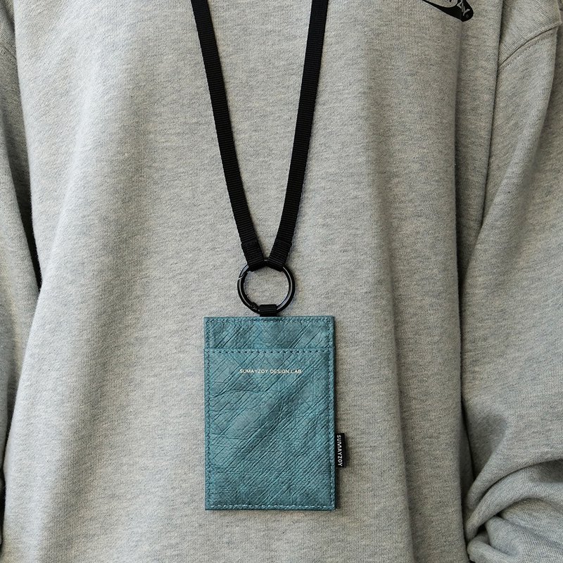 CHOOK杜邦紙卡套 工牌保護套 證件包掛脖卡包 霧霾藍 - 證件套/識別證套 - 聚酯纖維 藍色