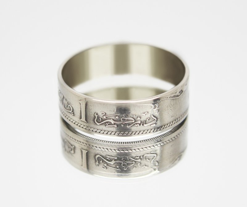 Morocco Coin Ring 1 Dirham 1965-1974 coin rings for men coin rings for women - 戒指 - 其他金屬 