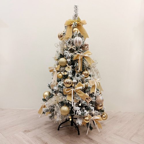 KIRA花藝 落雪款地上型聖誕樹-白金色/高120、150CM/需自行組裝/聖誕節