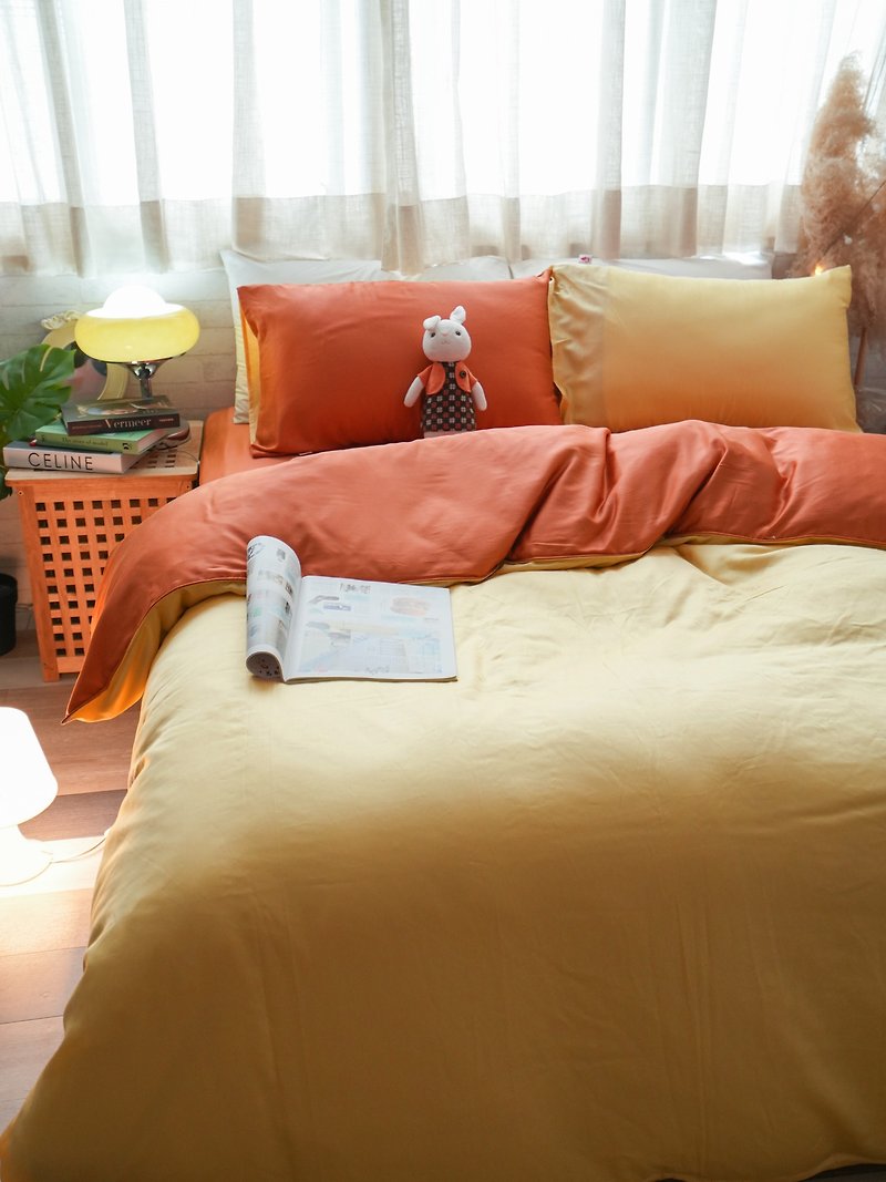 馬卡龍 薄床包兩用被組(60支)專櫃級 100%天絲【超取限一組】 - 寢具/床單/被套 - 其他材質 橘色