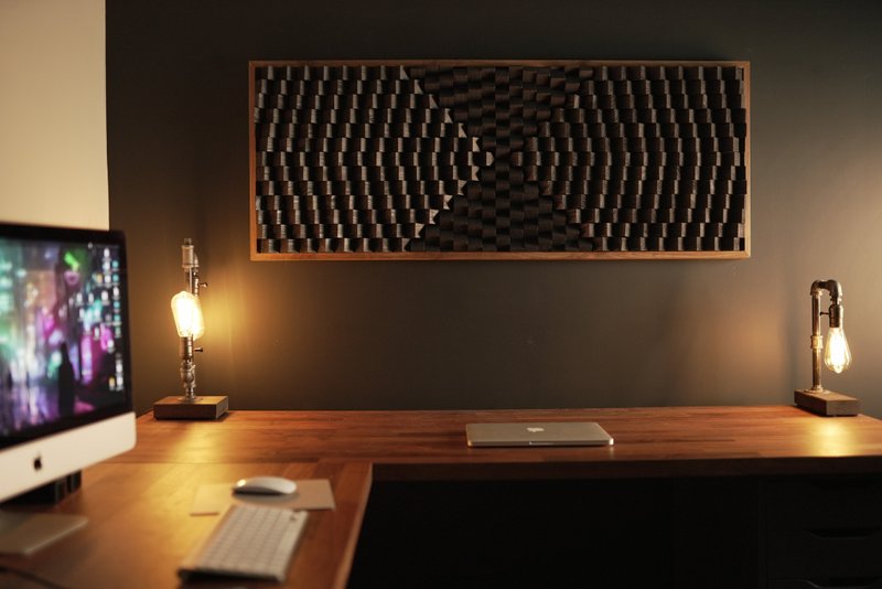 3D Wood Wall Art - Black Artwork - Home Office - Gift for Men - 壁貼/牆壁裝飾 - 木頭 黑色