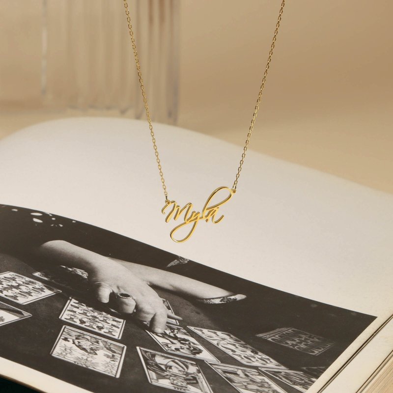 Custom Name Necklace,18K Gold Name Necklace,Simple Name Necklace,Birthday Gift - สร้อยคอ - เงิน สีทอง