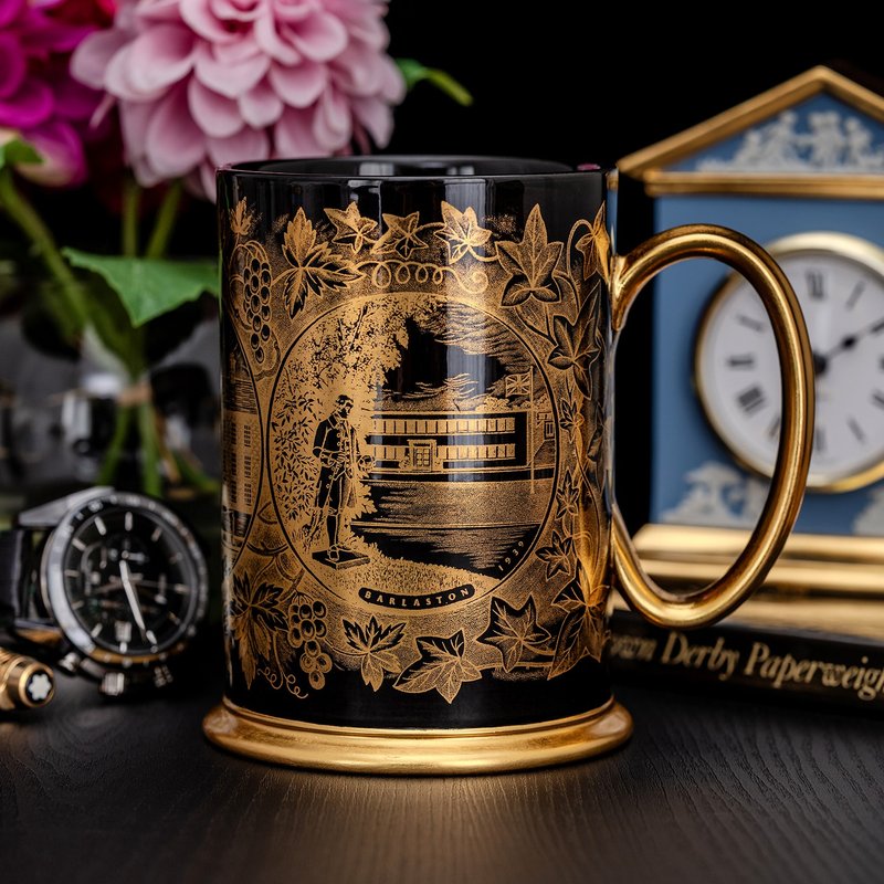 Wedgwood 1959陶土之父二百週年紀念黑色燦金陶瓷馬克杯 - 咖啡杯/馬克杯 - 瓷 