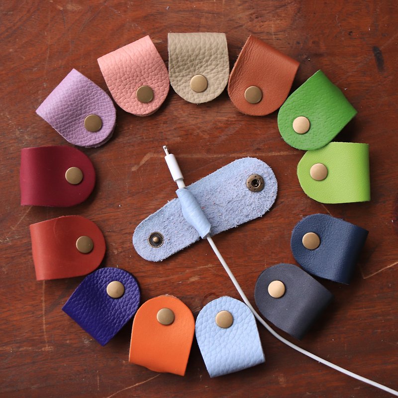 (Buy two get one free) anti-lost leather hub | 13 colors (can be engraved) - Cable Organizers - Genuine Leather Multicolor