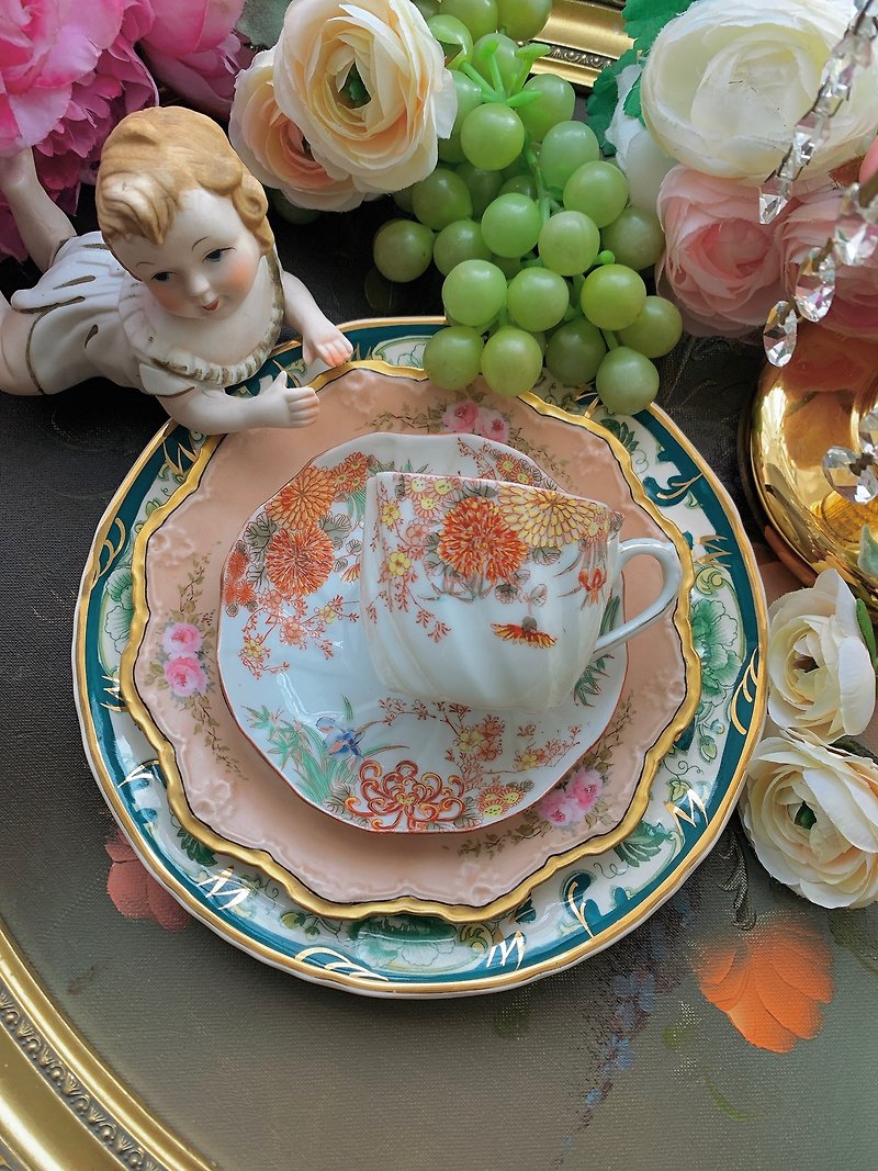 1890年 維多利雅時期手繪花卉古董花茶杯兩件組 值得收藏 - 茶壺/茶杯/茶具 - 瓷 多色
