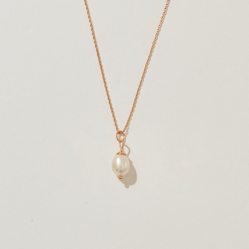 Single freshwater pearl necklace (two colors in total) - สร้อยคอ - ไข่มุก 