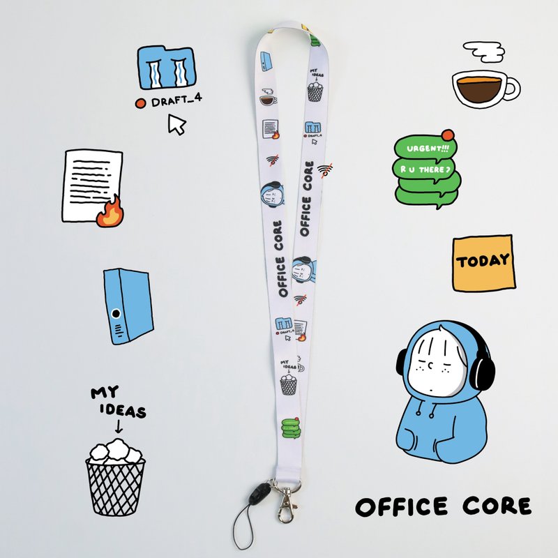 LANYARD STRAP - OFFICE CORE - 手機掛繩/背帶 - 棉．麻 白色