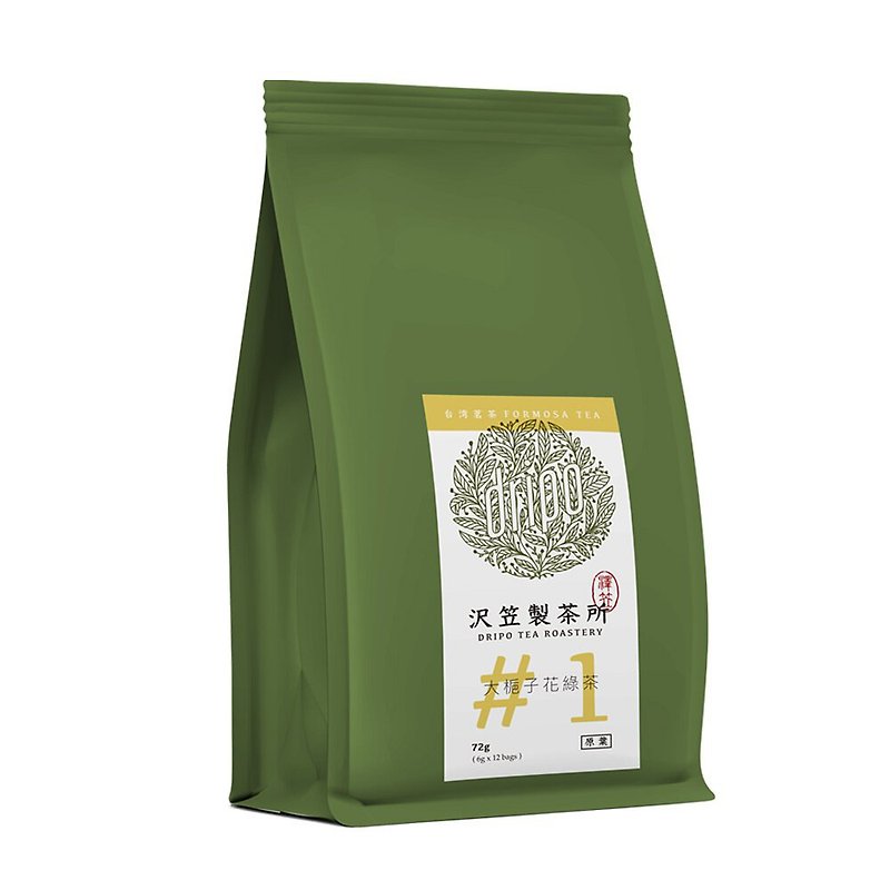 DRIPO 澤笠製茶所 台湾茶 水出し/熱出し オリジナルリーフティーバッグ #01 ビッグクチナシ緑茶 - お茶 - 食材 