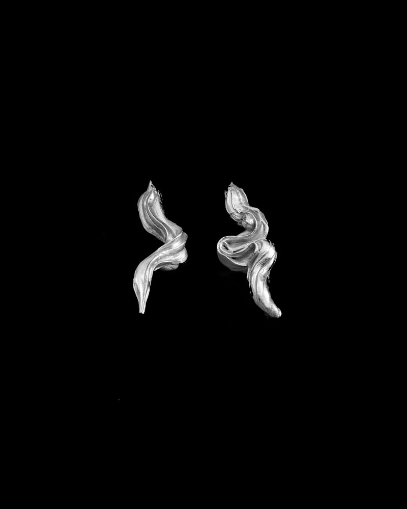 Silver 99.9 Souffle 1 Necklace - 耳環/耳夾/耳骨夾 - 銀 銀色