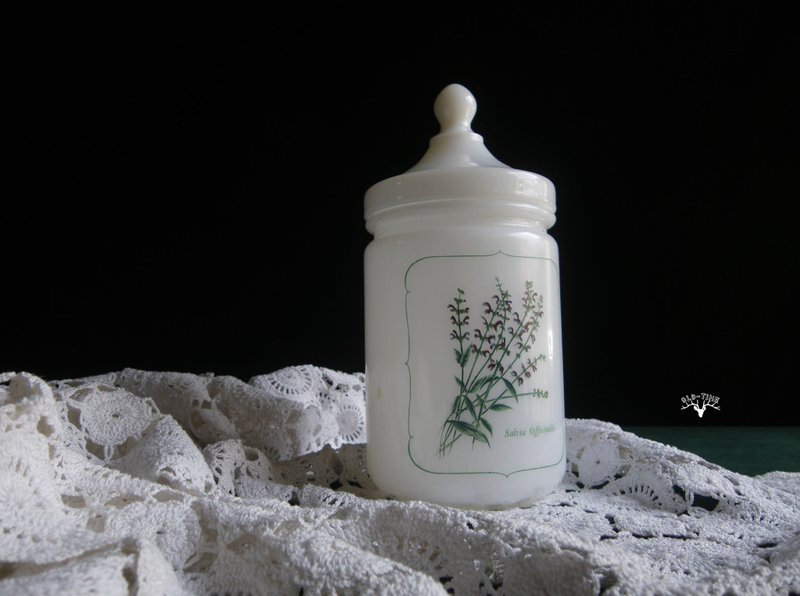 【老時光 OLD-TIME】早期法國製稀有牛奶玻璃香料罐 - 擺飾/家飾品 - 其他材質 