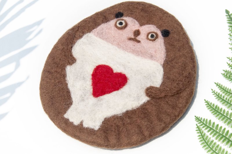 キャンプ用品 ピクニックマット ウールフェルト レインボー断熱マット ウールフェルト 鍋つかみ かわいいハリネズミ動物園 - ランチョンマット - ウール ブラウン