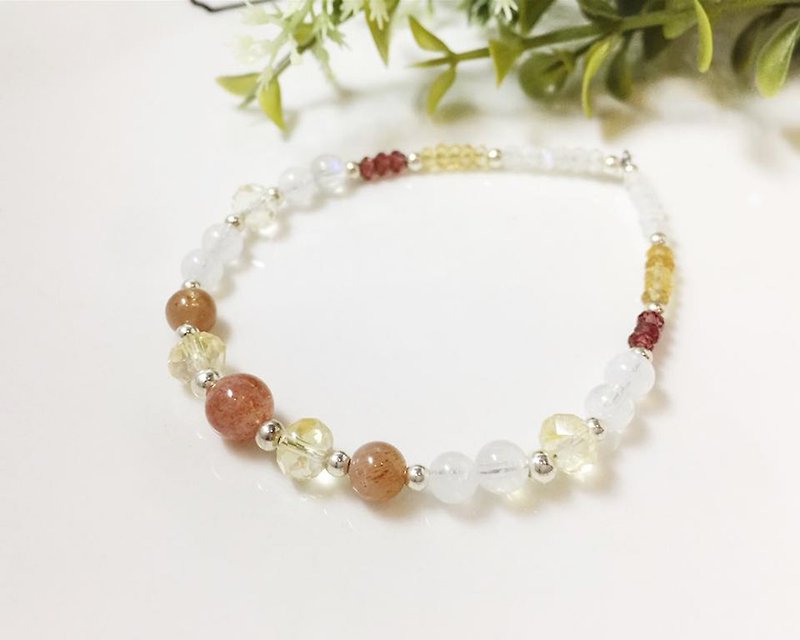 MH sterling silver natural stone custom series _Sun Empress _ yellow crystal - Bracelets - Crystal Orange