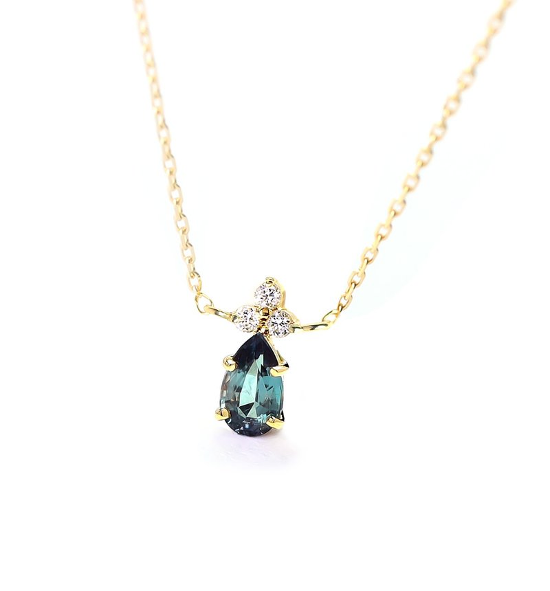 【数量限定】K18 アレキサンドライト&ダイヤモンドのネックレス ~Ello Lilas~ 6月誕生石 - 項鍊 - 寶石 綠色