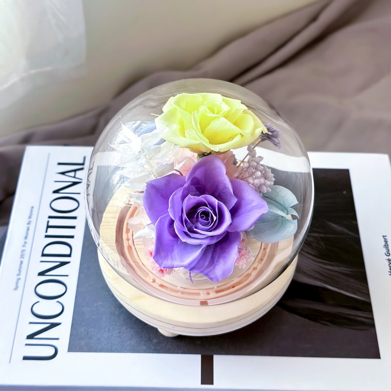 Neon flower shadow immortalized glass flower cup immortalized flower gift exchange gift - Dried Flowers & Bouquets - Plants & Flowers Purple