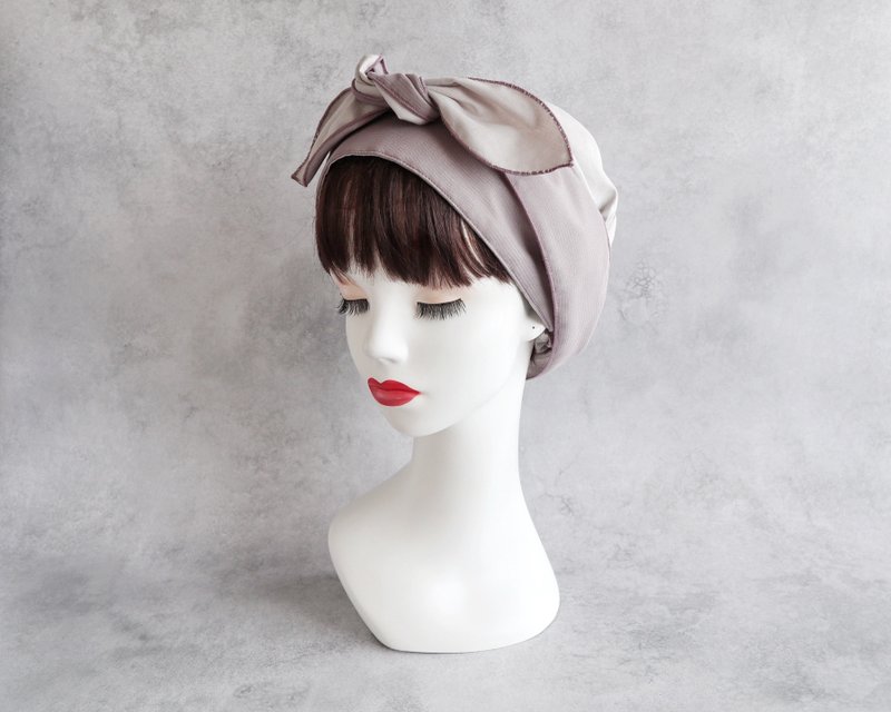 送料込 日本製 スカーフタイプ(チュール/菫色)と薄曇り色 - 髮夾/髮圈 - 棉．麻 紫色