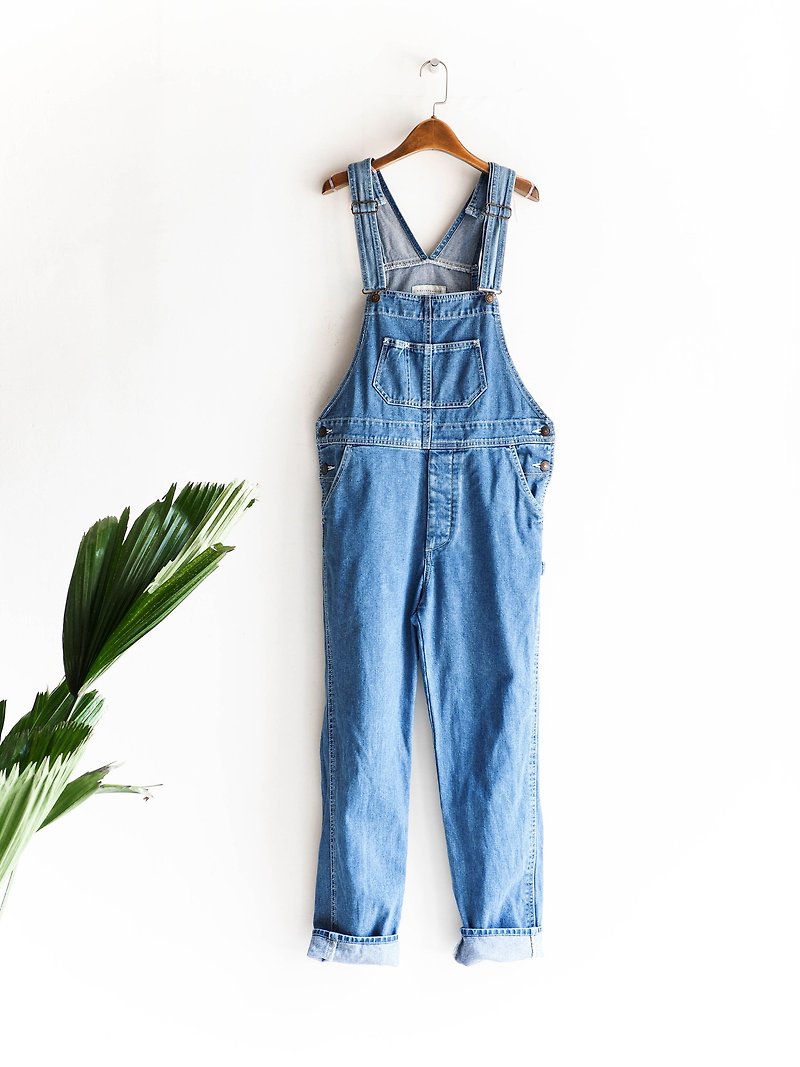 River Hill - Spring snow Loving youth of Letters coveralls denim suspenders trousers thin overalls oversize vintage pounds neutral Japan - จัมพ์สูท - ผ้าฝ้าย/ผ้าลินิน สีน้ำเงิน