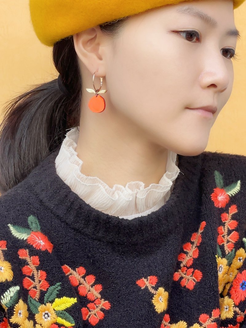 Orange Hoop Earrings - Earrings & Clip-ons - Plastic Orange
