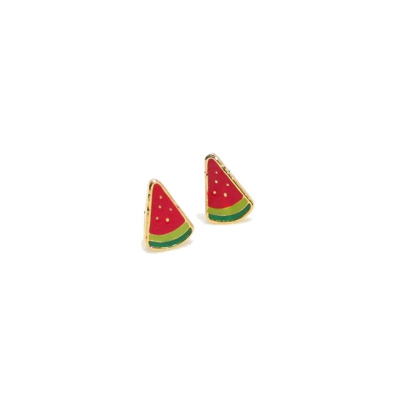 Watermelon Earring - 耳環/耳夾 - 貴金屬 紅色