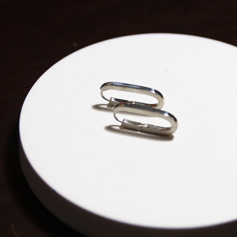 wuwu line x oval earrings - Earrings & Clip-ons - Sterling Silver Silver