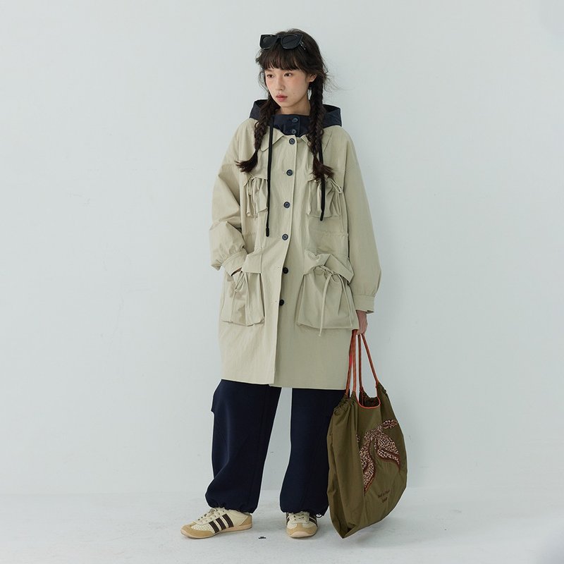 兩件套連帽風衣|外套|兩色|春款|Sora-1761 - 女大衣/外套 - 棉．麻 多色