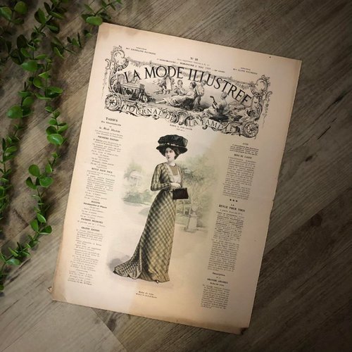 フランス　アンティーク　ファッション雑誌　1869年　年鑑本　モード　洋書 珍しいフランスの100年前のファッション雑誌LaModeIllustrée