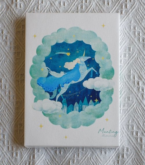 manting illustration 小尺寸無框畫 - 藍色系奇幻風景