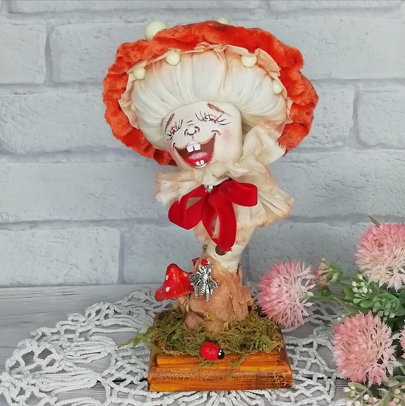 その他の素材 人形・フィギュア レッド - 野菇擺炭赤いきのこ、ピンクッション、縁起物、コテージコアの装飾