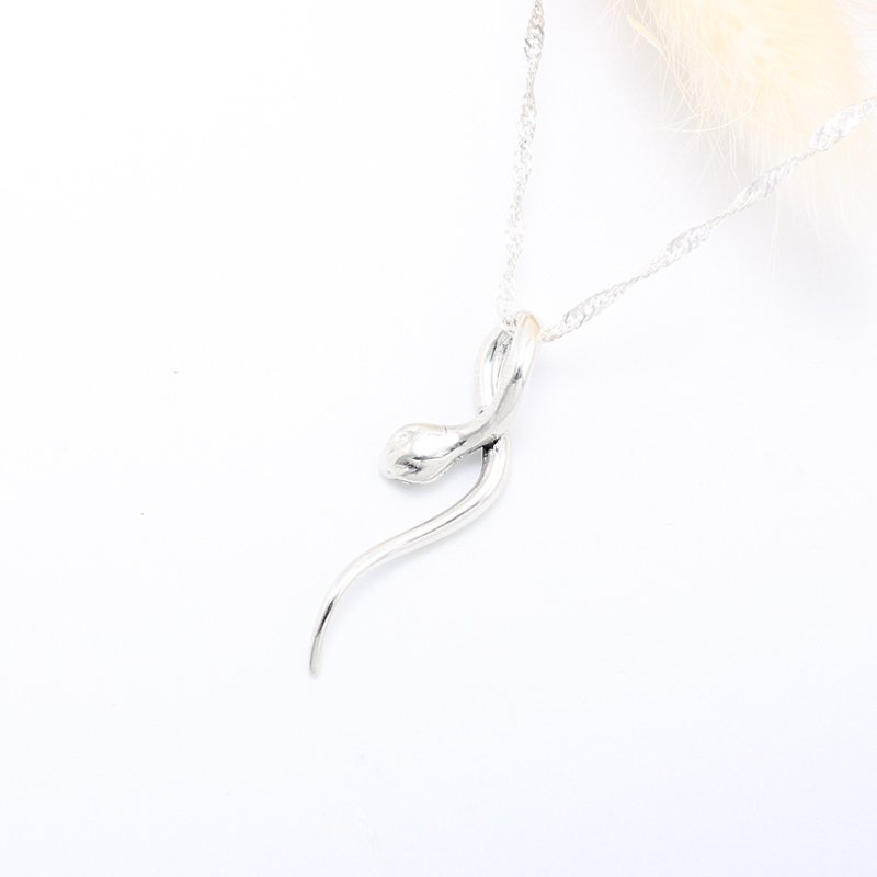 Snake s925 sterling silver necklace Valentine's Day Birthday gift - สร้อยคอ - เงินแท้ สีเงิน