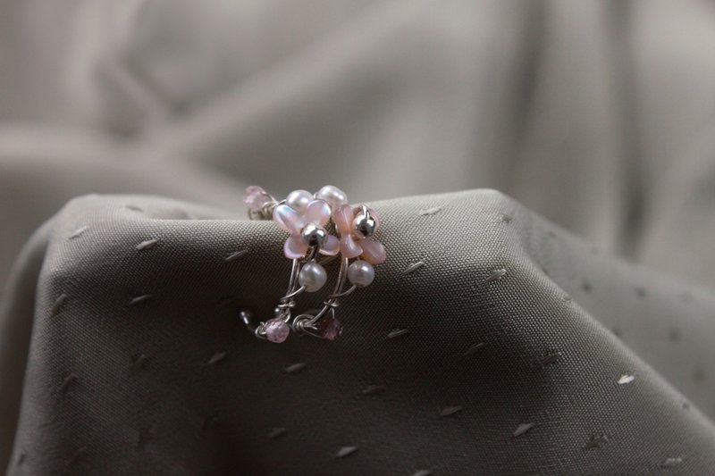 Shell Flower | Nature Exploration // Pink Shell Flower Earrings // No need for pierced ears - Earrings & Clip-ons - Gemstone Pink