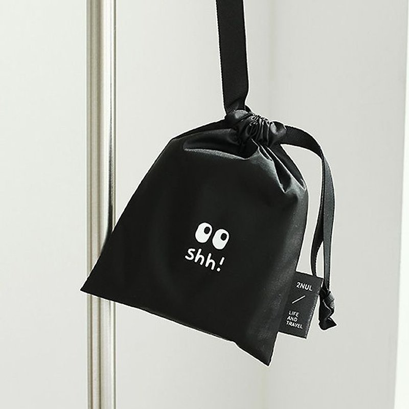 Dessin x 2NUL-秘密出遊尼龍束口小物袋-shh噓,TNL84482 - 水桶包/束口袋 - 塑膠 黑色