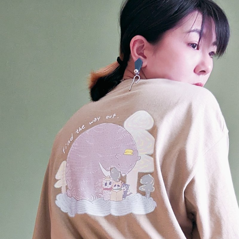【雙面 圓領棉tee 衣服 -抹茶色】Find the way out. - 女 T 恤 - 棉．麻 綠色