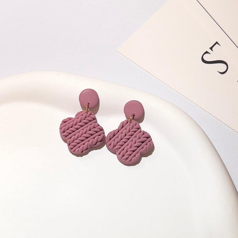Jas clayearrings//woven soft clay earrings - Earrings & Clip-ons - Clay 
