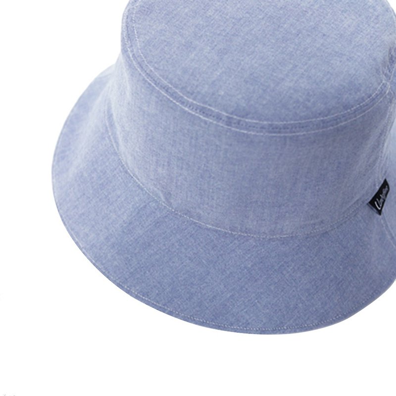 雙面漁夫帽 - 帽子 - 棉．麻 藍色