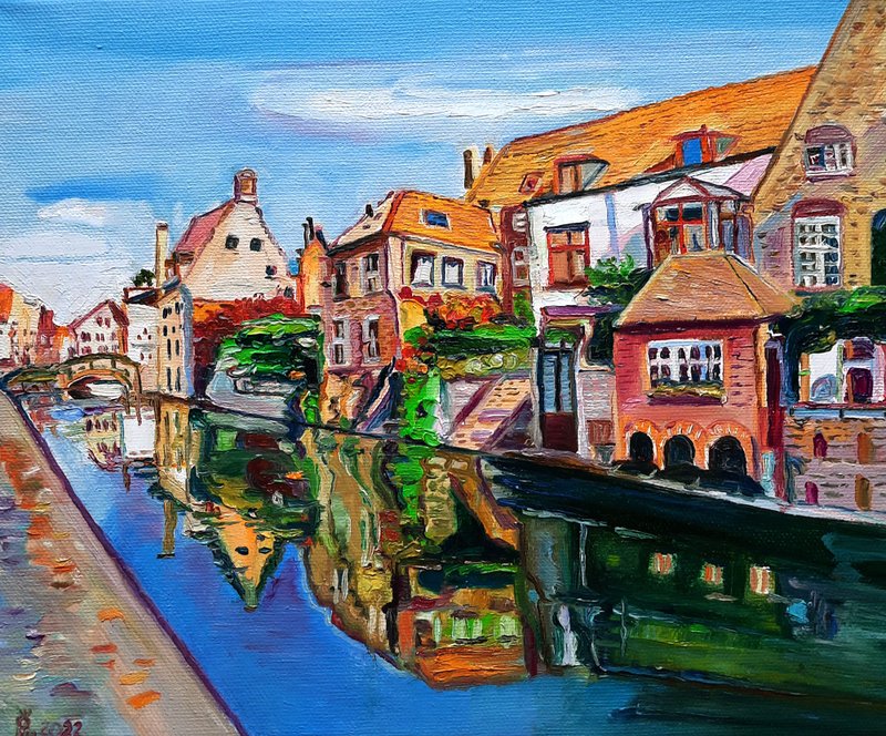 Italy Painting  Original Art  Oil Painting  Wall Decor Oil On Canvas - 壁貼/牆壁裝飾 - 其他材質 橘色