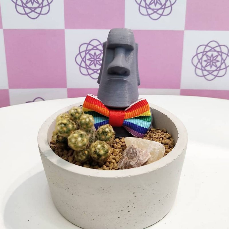 Rainbow Series-Moai Cement Basin Gift - Plants - Plants & Flowers Multicolor