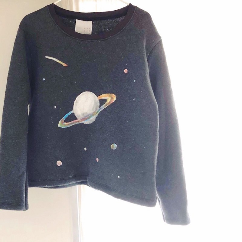 Saturn - Sweatshirt /Long sleeve Top Shirt - 毛衣/針織衫 - 棉．麻 黑色