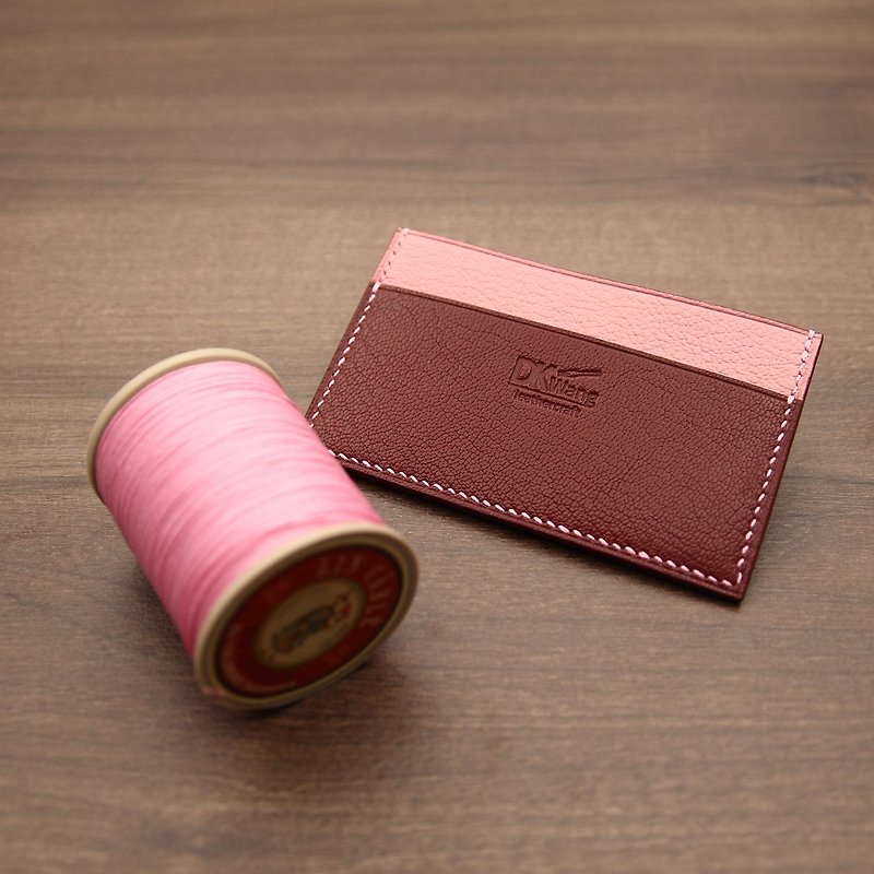 [DK] Card Holder in burgundy / pink - ID & Badge Holders - Genuine Leather Pink