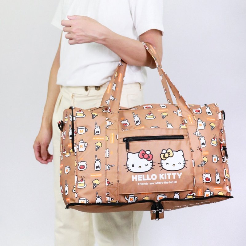 murmur 完美折疊旅袋│hello kitty (與Mimmy) | 附吊飾 - 行李箱/旅行袋 - 聚酯纖維 卡其色