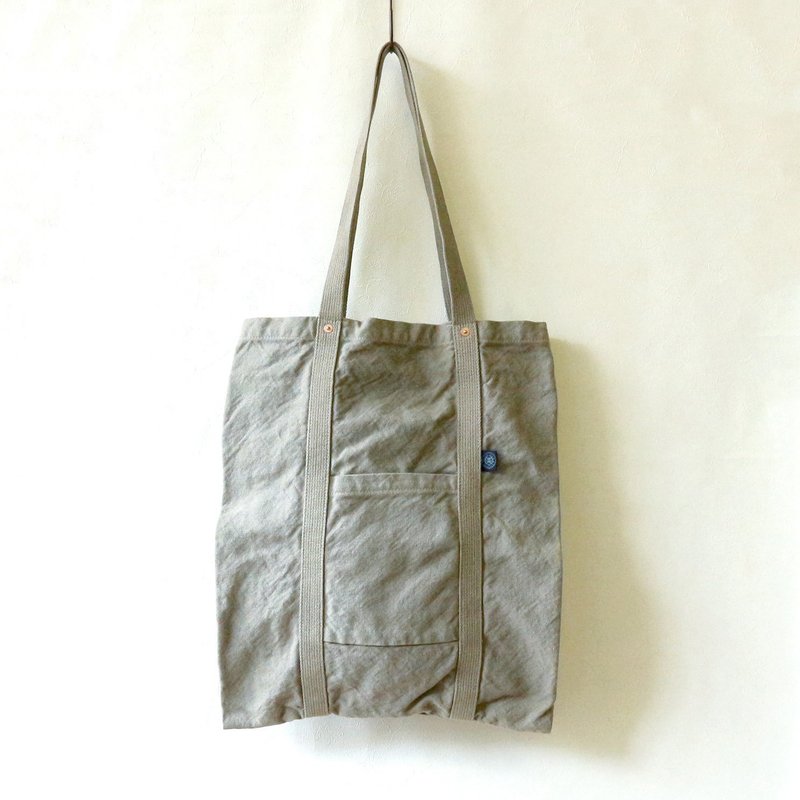 M/S Tote M [Beige] (VC-46M) - กระเป๋าถือ - ผ้าฝ้าย/ผ้าลินิน สีกากี