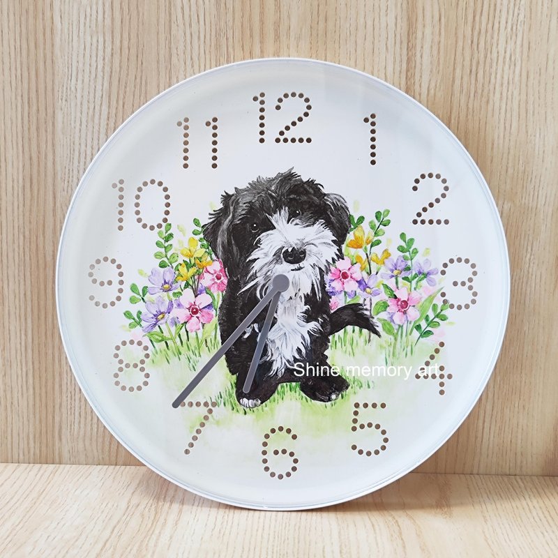 Customized hand-painted pet dog wall clock - one - Customized Portraits - Plastic 