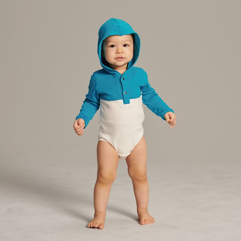 運動風連帽包屁衣 (紅/藍/土耳其藍) - 嬰兒連身衣/包被/包巾 - 棉．麻 紅色