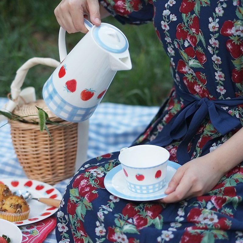 溫布爾登草莓系列 骨瓷下午茶茶壺茶杯碟禮盒 - 茶具/茶杯 - 瓷 