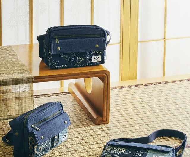 一閑張り一閑張りバック　大　　　　　　　藍染　雪ん子　正絹古布兎 楽天市場】【一閑張りバッグ】大刺し子和リメイク作家一点物