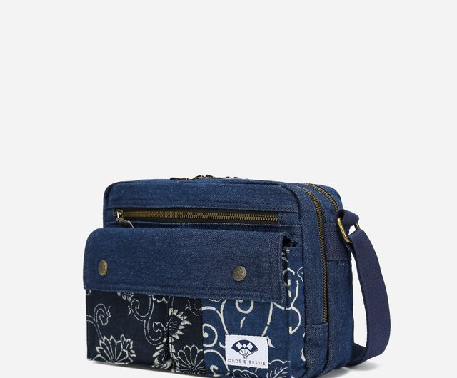 日本の藍染め古布と和風クロスボディバッグを共同限定生産し